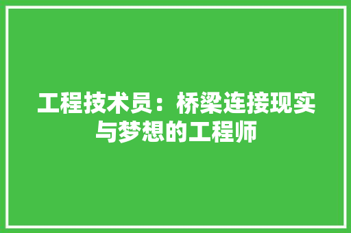 工程技术员：桥梁连接现实与梦想的工程师 现代风格装饰