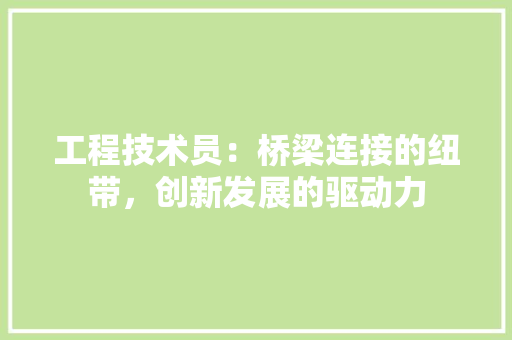 工程技术员：桥梁连接的纽带，创新发展的驱动力 现代风格装饰
