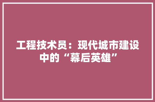 工程技术员：现代城市建设中的“幕后英雄” 现代风格装饰