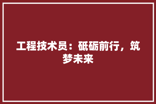 工程技术员：砥砺前行，筑梦未来 现代风格装饰
