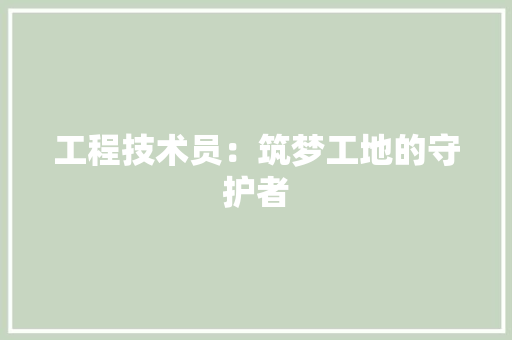 工程技术员：筑梦工地的守护者 现代风格装饰