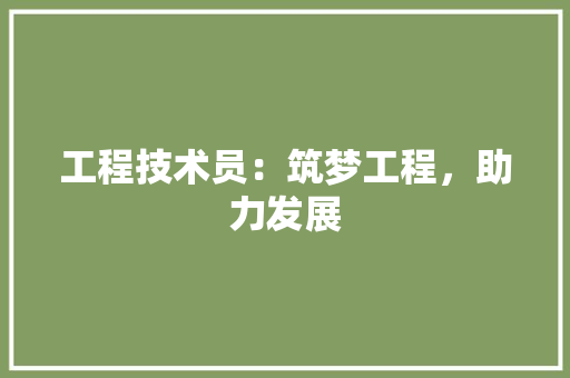 工程技术员：筑梦工程，助力发展