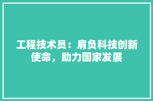 工程技术员：肩负科技创新使命，助力国家发展 现代风格装饰