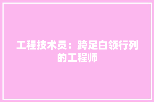 工程技术员：跨足白领行列的工程师 现代风格装饰