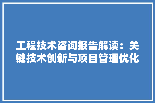 工程技术咨询报告解读：关键技术创新与项目管理优化 现代风格装饰