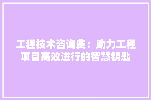 工程技术咨询费：助力工程项目高效进行的智慧钥匙 现代风格装饰