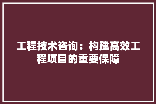 工程技术咨询：构建高效工程项目的重要保障 现代风格装饰