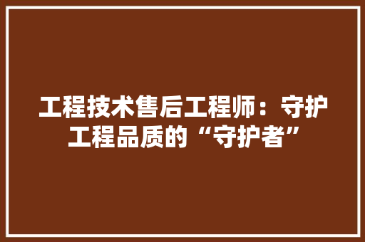 工程技术售后工程师：守护工程品质的“守护者” 现代风格装饰