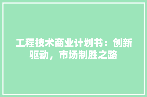工程技术商业计划书：创新驱动，市场制胜之路 现代风格装饰