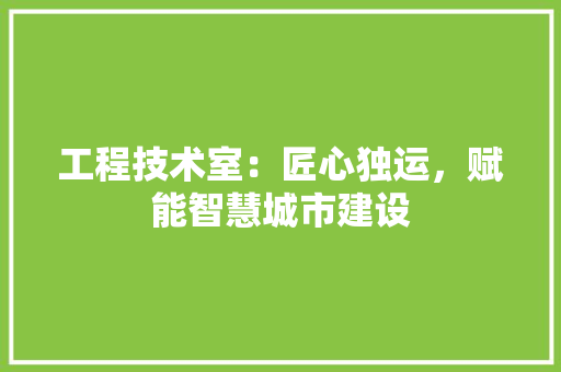 工程技术室：匠心独运，赋能智慧城市建设 现代风格装饰