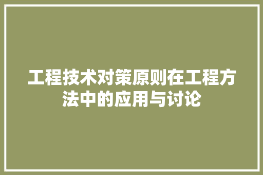 工程技术对策原则在工程方法中的应用与讨论 现代风格装饰
