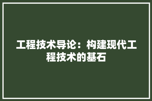 工程技术导论：构建现代工程技术的基石 现代风格装饰