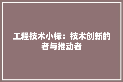 工程技术小标：技术创新的者与推动者