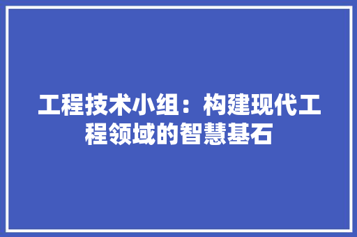 工程技术小组：构建现代工程领域的智慧基石