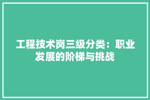 工程技术岗三级分类：职业发展的阶梯与挑战 现代风格装饰