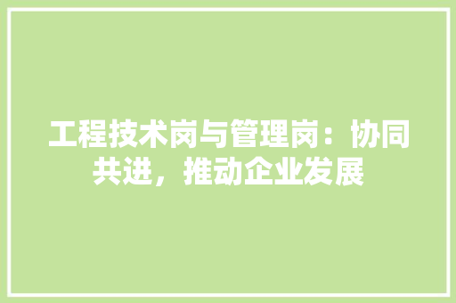 工程技术岗与管理岗：协同共进，推动企业发展 现代风格装饰