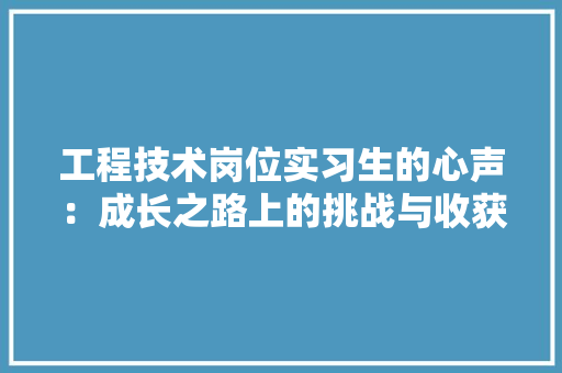 工程技术岗位实习生的心声：成长之路上的挑战与收获 现代风格装饰