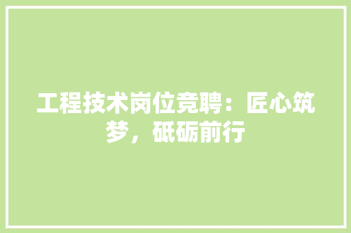 工程技术岗位竞聘：匠心筑梦，砥砺前行 现代风格装饰
