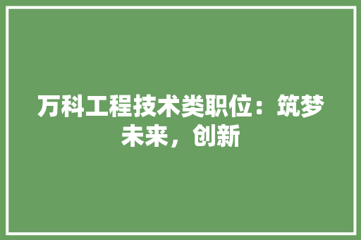 万科工程技术类职位：筑梦未来，创新 软装设计