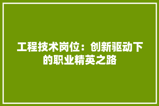 工程技术岗位：创新驱动下的职业精英之路 现代风格装饰