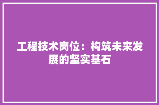 工程技术岗位：构筑未来发展的坚实基石 现代风格装饰