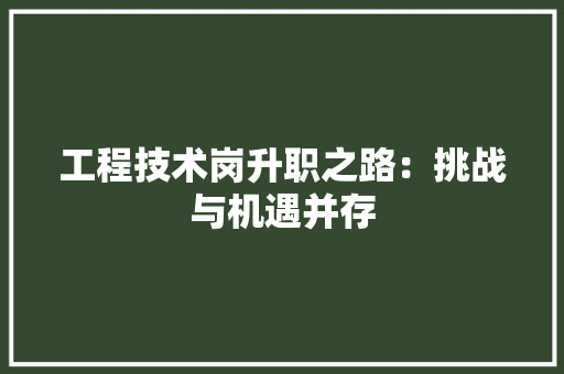 工程技术岗升职之路：挑战与机遇并存 现代风格装饰
