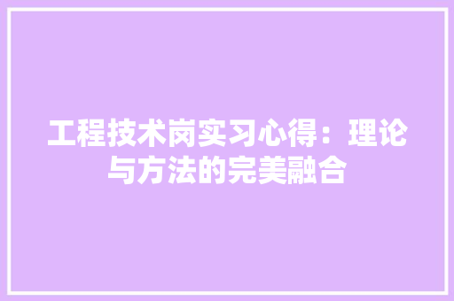 工程技术岗实习心得：理论与方法的完美融合 现代风格装饰