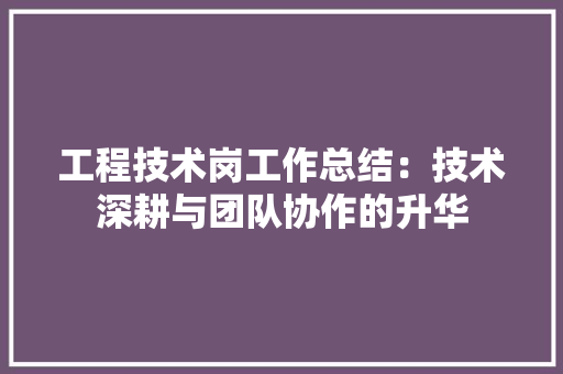 工程技术岗工作总结：技术深耕与团队协作的升华 现代风格装饰