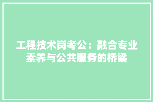 工程技术岗考公：融合专业素养与公共服务的桥梁 现代风格装饰