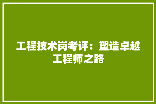 工程技术岗考评：塑造卓越工程师之路 现代风格装饰