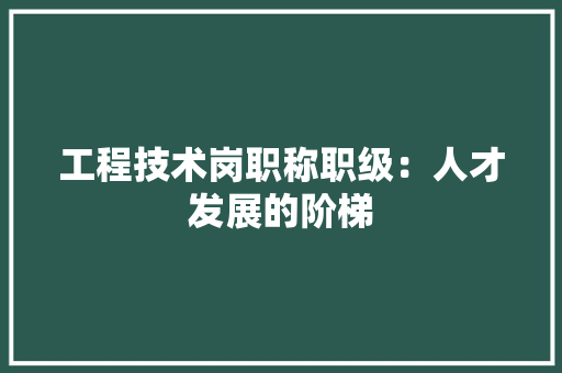 工程技术岗职称职级：人才发展的阶梯