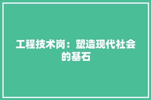 工程技术岗：塑造现代社会的基石 现代风格装饰