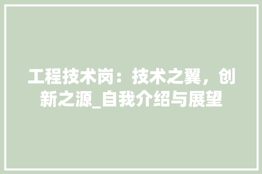 工程技术岗：技术之翼，创新之源_自我介绍与展望