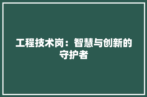 工程技术岗：智慧与创新的守护者 现代风格装饰