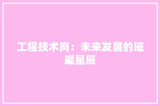 工程技术岗：未来发展的璀璨星辰 现代风格装饰