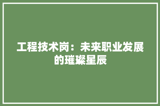 工程技术岗：未来职业发展的璀璨星辰 现代风格装饰