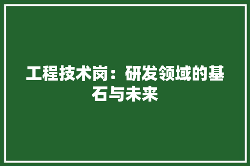 工程技术岗：研发领域的基石与未来 现代风格装饰
