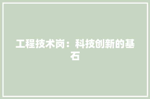 工程技术岗：科技创新的基石 现代风格装饰