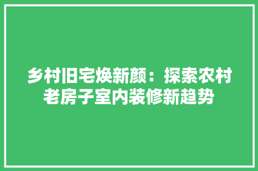 乡村旧宅焕新颜：探索农村老房子室内装修新趋势