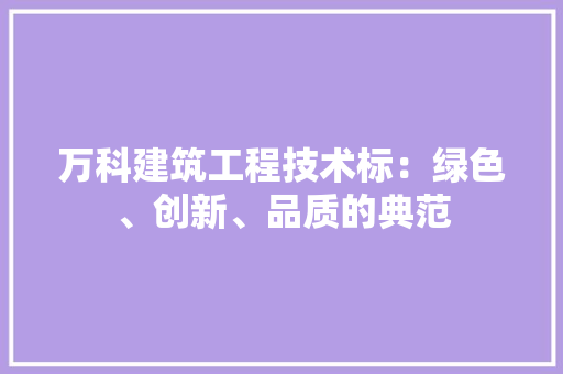 万科建筑工程技术标：绿色、创新、品质的典范 软装设计