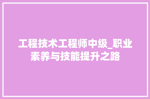 工程技术工程师中级_职业素养与技能提升之路 现代风格装饰