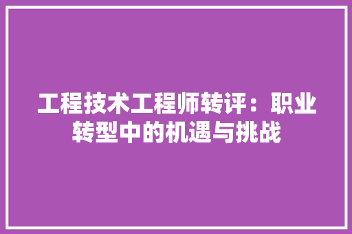 工程技术工程师转评：职业转型中的机遇与挑战 现代风格装饰