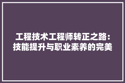 工程技术工程师转正之路：技能提升与职业素养的完美融合 现代风格装饰