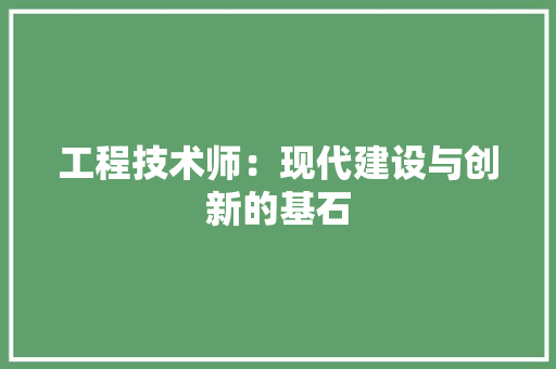 工程技术师：现代建设与创新的基石 现代风格装饰