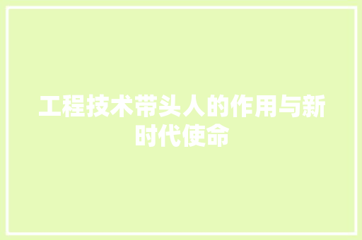 工程技术带头人的作用与新时代使命 现代风格装饰