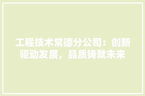 工程技术常德分公司：创新驱动发展，品质铸就未来 现代风格装饰