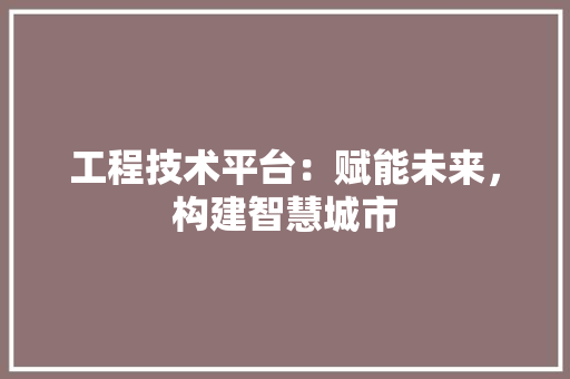 工程技术平台：赋能未来，构建智慧城市 现代风格装饰