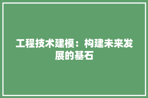 工程技术建模：构建未来发展的基石 现代风格装饰