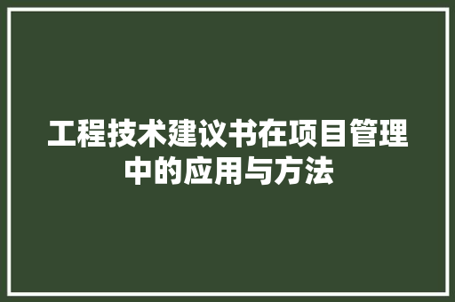 工程技术建议书在项目管理中的应用与方法 现代风格装饰