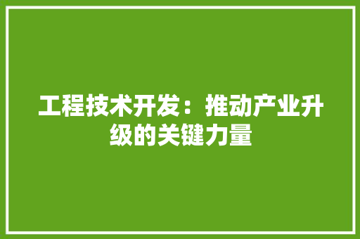 工程技术开发：推动产业升级的关键力量 现代风格装饰